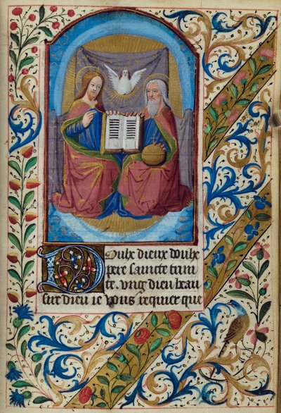 H/L-3-3 fol. 153r Heilige Dreifaltigkeit, aus Stundenbuch, Gebrauch von Paris, Mitte des 15. Jahrhunderts von French School
