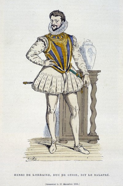 Henri de Lorraine, Herzog von Guise, genannt der Balafré (1550 - 1588) - in „Frankreich und die Franzosen durch die Jahrhunderte“ von Augustin von French School