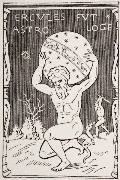 Herkules hält die Welt auf seinem Rücken, während Atlas die Äpfel der Hesperiden sammelt, aus 