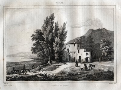 Einsiedelei des Vesuvs - ERMITAGE DU VESUVE NEAPEL ITALIEN - Vesuv Gravur aus „Bilderbuch Italien“ - Historische und beschreibende Malerei von Italien“ von M. de Norvins, Ch. Nodier 1834-1836 von French School