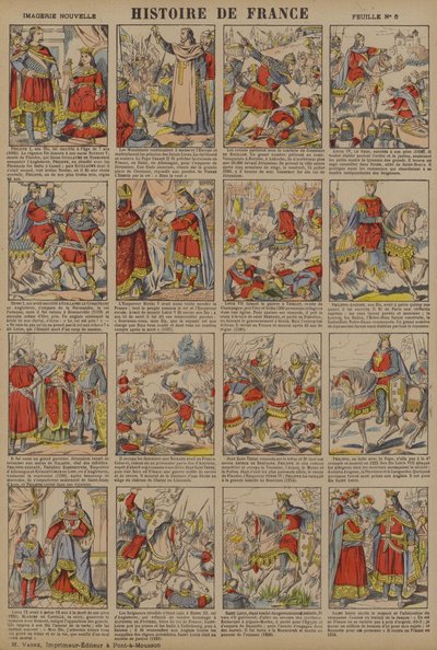 Geschichte Frankreichs von der Herrschaft Philipps I. bis zur Herrschaft Ludwigs IX. (Farblitho) von French School
