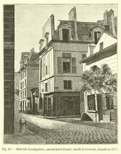 Hotel de Lesdiguières, ehemaliges Hotel Zamet, Rue de la Cerisaie, abgerissen 1877 von French School
