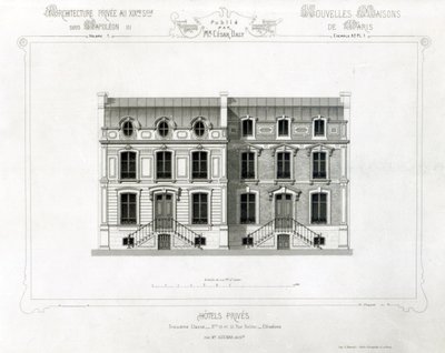 Hotels Prives, 10 & 12 Rue Balzac, Paris, aus Architecture Privee au C19th von French School