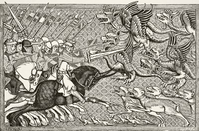 Wie Alexander gegen die Drachen und eine Art von Bestie namens Skorpion kämpfte, aus 
