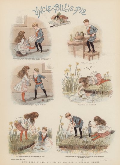 Wie Teddie und seine Schwester einen Kinderreim anpassten (Chromolithografie) von French School