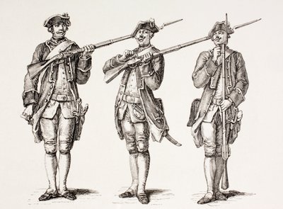 Wie man ein Musketen lädt, aus einem französischen Lehrbuch von 1776, aus 
