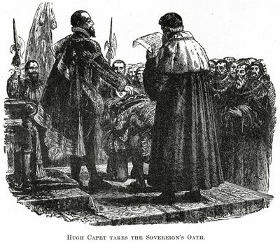 Hugh Capet leistet den Eid, ca. 1882 (Holzstich) von French School