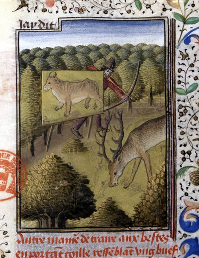 Hirschjagd mit einem Köder - in „Jagd Buch von Gaston Phoebus, Graf von Foix, Herr von Béarn“ von French School
