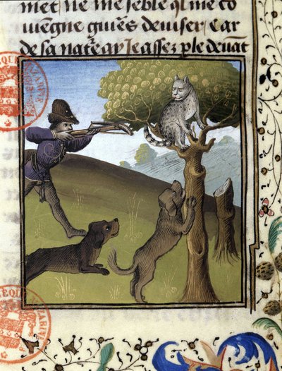 Jagdszene mit einem Luchs - in „Jagd Buch von Gaston Phoebus, Graf von Foix, Herr von Béarn“ von French School