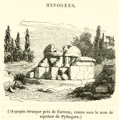 Etruskisches Hypogäum bei Cortona, bekannt als Grab des Pythagoras von French School