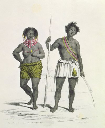 Götzendiener aus dem Königreich Benguela, Angola, graviert von Godefroy Engelmann von French School