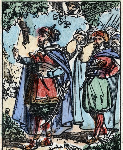 Illustration für die Geschichten aus Tausendundeiner Nacht. Ali-Baba (Ali Baba). Holzstich aus Imaging Pellerin - Epinal, sp. 19. Jahrhundert. von French School