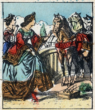 Illustration des Märchens „Aschenputtel oder Der kleine Glasschuh“ von Charles Perrault. Holzschnitt von Imaging Pellerin - Epinal, sp. Ende des 19. Jahrhunderts. von French School
