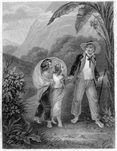Illustration von „Paul und Virginia“. Roman von Henri Bernardin de Saint Pierre, französischer Schriftsteller (1737-1814) von French School