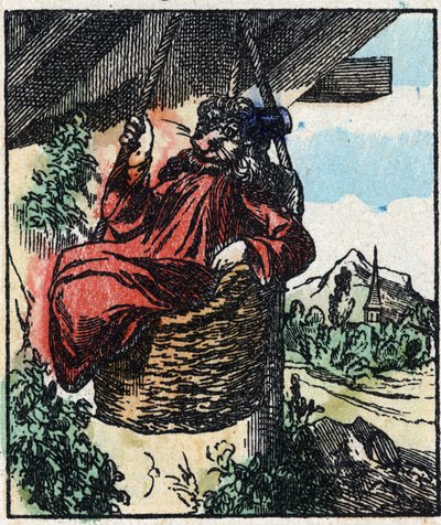 Illustration des Märchens „Raminagrobis und die Mäuse“. Holzgravur von Imagery Pellerin - Epinal, sp. 19. Jahrhundert. von French School