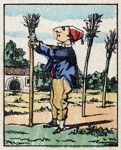Illustration des Märchens „Wahrhaftige Geschichte von Jeannot Serinet“. Holzgravur von Imagery Pellerin - Epinal, sp. 19. Jahrhundert. von French School