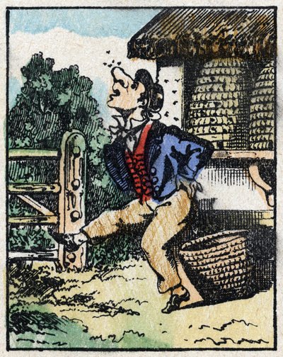 Illustration des Märchens „Wahrhaftige Geschichte von Jeannot Serinet“ Holzschnitt von Imagery Pellerin - Epinal, späte 19. Jahrhundert. von French School