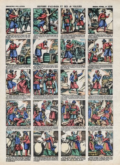 Bilder von Epinal aus dem Haus Pellerin - ca. 1913 - Illustration für die Geschichten aus Tausendundeiner Nacht. Geschichte von Ali Baba und den 40 Räubern von French School