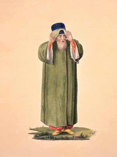 Imam ruft zum Gebet, wahrscheinlich von Cousinery, Osmanische Zeit, drittes Viertel des 18. Jahrhunderts von French School