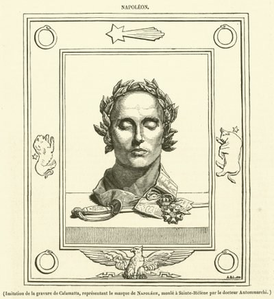 Nachahmung des Stichs von Calamatta, darstellend die Maske Napoleons, geformt auf St. Helena durch Dr. Antommarchi von French School