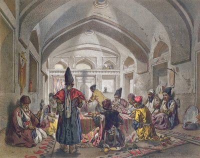 Innenraum eines Karawansereis in Persien, Mitte des neunzehnten Jahrhunderts von French School