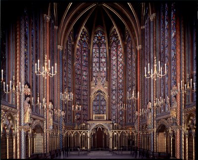 Innenansicht der oberen Kapelle der Sainte-Chapelle (1245 - 1248) in Paris, Frankreich von French School
