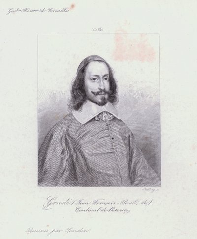 Jean François Paul de Gondi, Kardinal de Retz, französischer Geistlicher und Agitator im Fronde-Bürgerkrieg (Gravur) von French School
