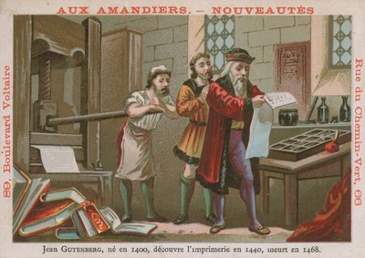 Johannes Gutenberg, deutscher Erfinder und Drucker des 15. Jahrhunderts von French School