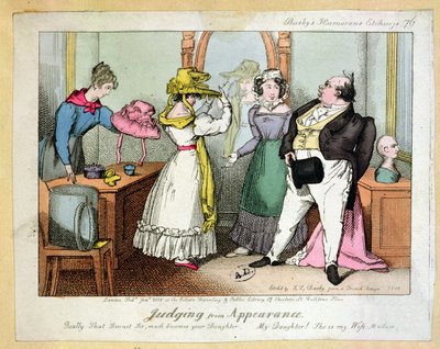 Urteilen nach dem Aussehen, Nummer 76 von Busbys humorvollen Radierungen, graviert von Thomas Busby (fl. 1804-21) 1828 von French School