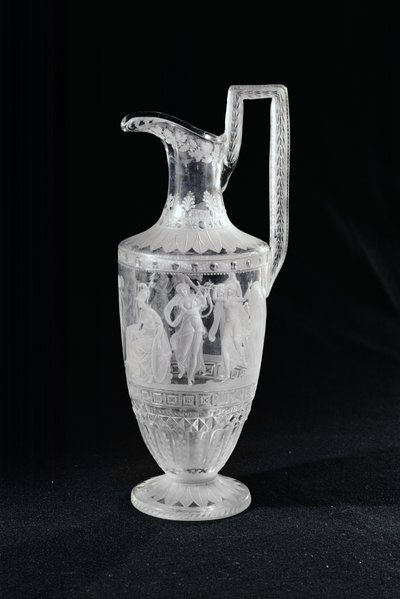 Krug mit Tänzer und Leierspieler (Kristall) von French School