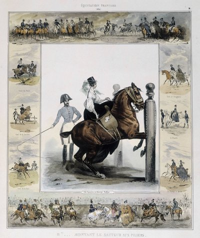 Springen in „Bildergeschichte des alten und modernen Reitens“ von Charles Aubry von French School