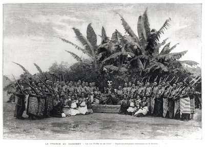 König Toffa (r.1874-1908) und sein Hof, Dahomey, 1892 von French School