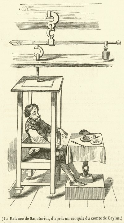 Die Waage des Sanctorius (Gravur) von French School