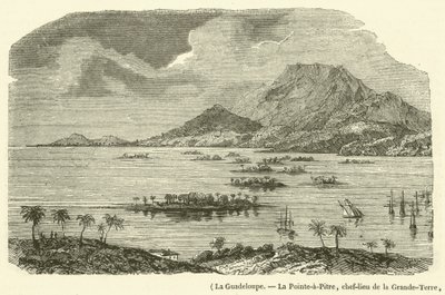Guadeloupe, Pointe-à-Pitre, Hauptstadt von Grande-Terre, teilweise zerstört durch das Erdbeben vom 8. Februar 1843 von French School