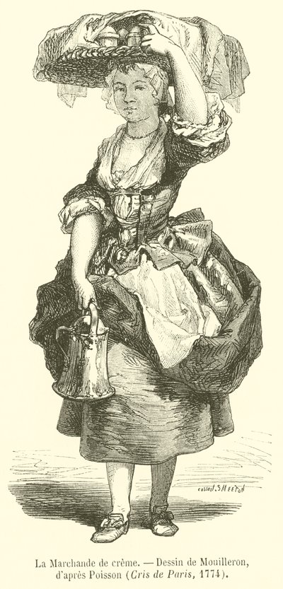 Die Sahneverkäuferin (Gravur) von French School