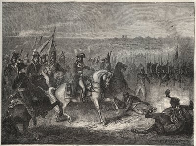 Die Schlacht von Lonato - Napoleon bei Lonato - Auch genannt die zweite Schlacht von Castiglione: In seinem Italienfeldzug besiegt Napoleon die Österreicher unter Wurmser und zwingt sie zum Rückzug nach Mantua. 3. August 1796 - Neue Nationale Enzyklopädie  von French School