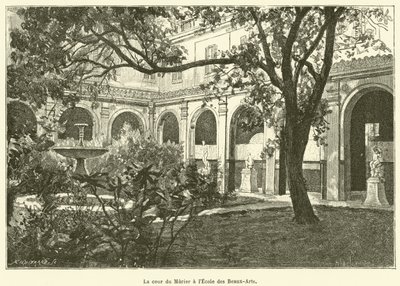 Der Hof des Maulbeerbaums an der École des Beaux-Arts (Gravur) von French School