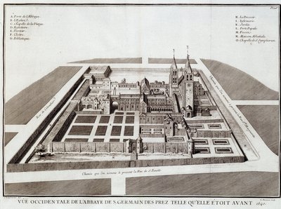 Die Abtei von Saint Germain vor 1640 - in „Geschichte der Abtei von St. Germain des Prés“ von Dom Jacques Bouillart, ed. Dupuis, Paris von French School