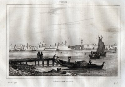 Landungssteg von Lido von Venedig - Gravur aus „Italien malerisch“ von M. de Norvins, Ch. Nodier 1834-1836 von French School