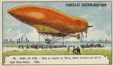 Start des Militärluftschiffs Patrie, das den Flug von Paris nach Verdun machte von French School