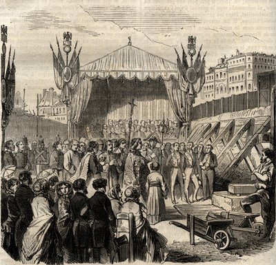 Grundsteinlegung des neuen Louvre am 25. Juli von French School