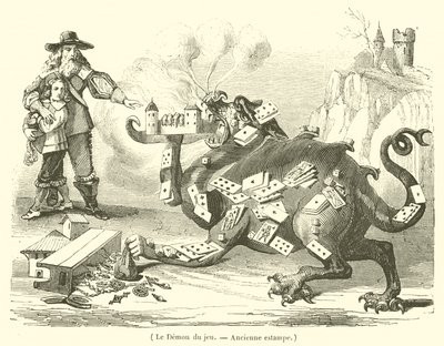 Der Dämon des Spiels (Gravur) von French School