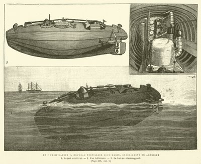 Der Friedensstifter, neues Unterseeboot, getestet in Amerika (Stich) von French School