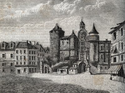 Le Vieux Paris - le Grand Chatelet - Gravur in „Physical, civil and moral history of Paris: from the earliest historical times to the present day“ von Jacques Antoine Dulaure von French School