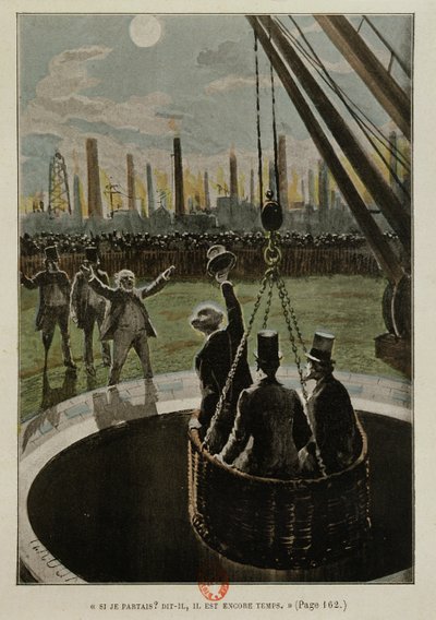 Abflug zum Mond, aus Von der Erde zum Mond von Jules Verne, veröffentlicht 1865 von French School