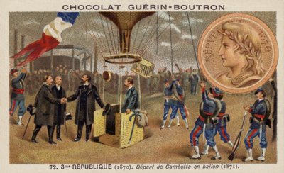 Leon Gambetta entkommt der Belagerung von Paris in einem Ballon von French School