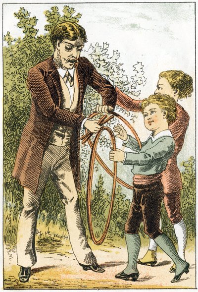Leon und Lucien lernten gut lesen und wurden kleine Wissenschaftler - ihre Eltern belohnten sie mit hübschen Reifen - im „Alphabet des petits savants“, späte 19. Jahrhundert von French School