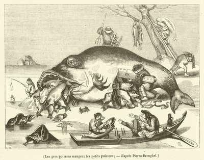 Die großen Fische fressen die kleinen Fische (Gravur) von French School