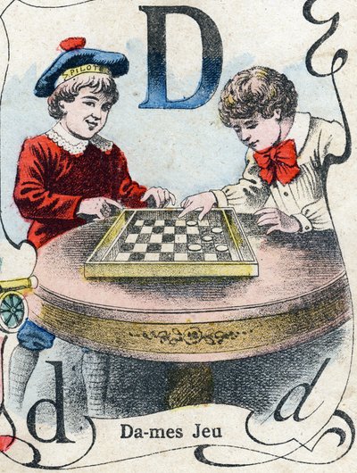 Buchstabe D: Dame-Spiel von French School