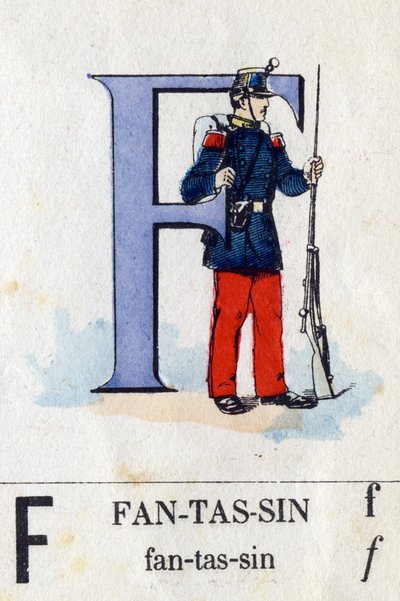 Buchstabe F wie Infanterist. Militäralphabet von French School